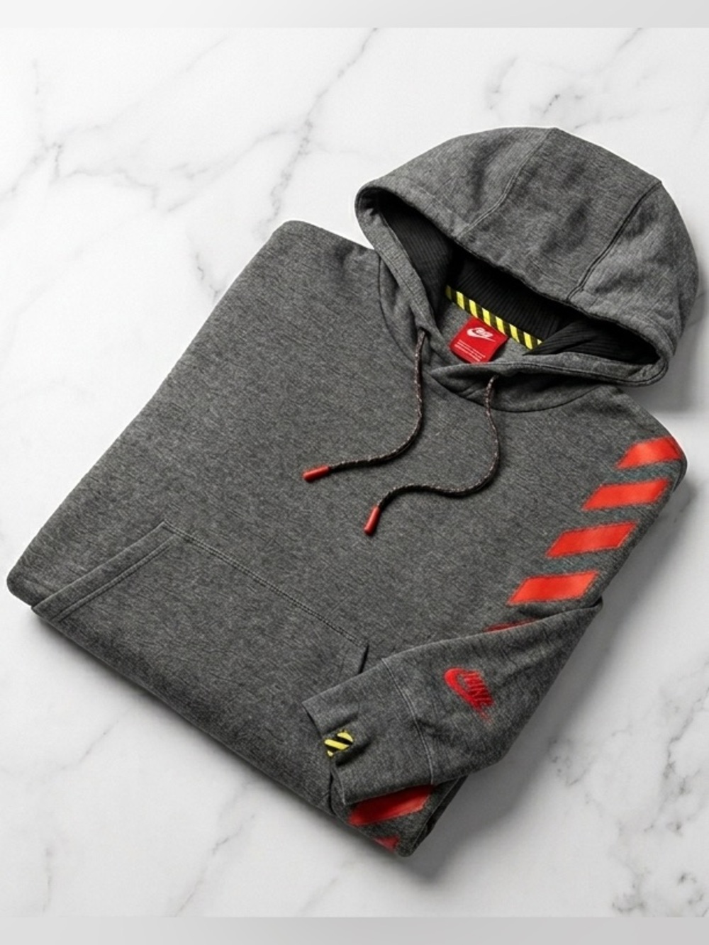 Nike T/F Track & Field Gray Elongated Hoodie Orange Stripe S 687609-037